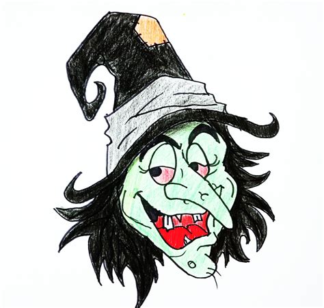 Witch cartoon sketch for halloween